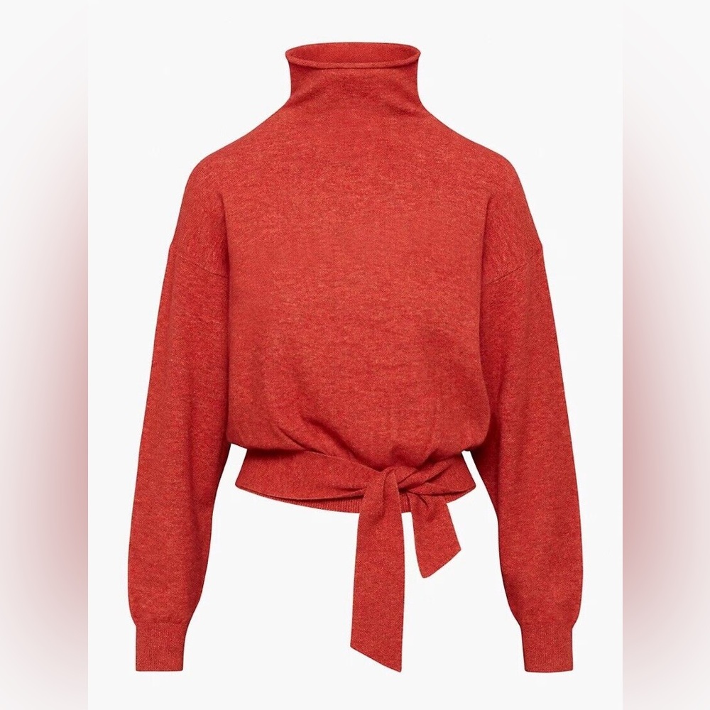 Wilfred Burnt Orange Turtleneck Tie-Waist Sweater